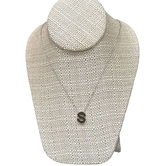 Jewelry - Silver Tone Stainless Steel  initial Pendant necklace Letter S